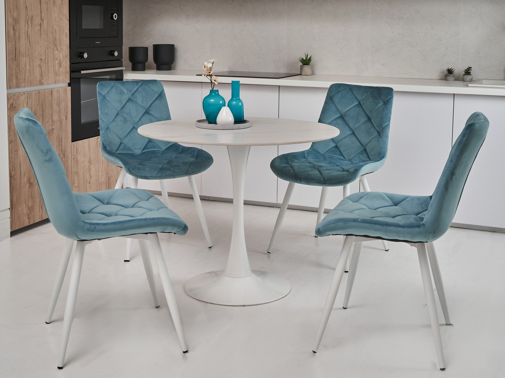 Обеденный стол круглый Vetro Mebel T-325 900/760 мм Касса вайт/белый (28830677) - фото 5