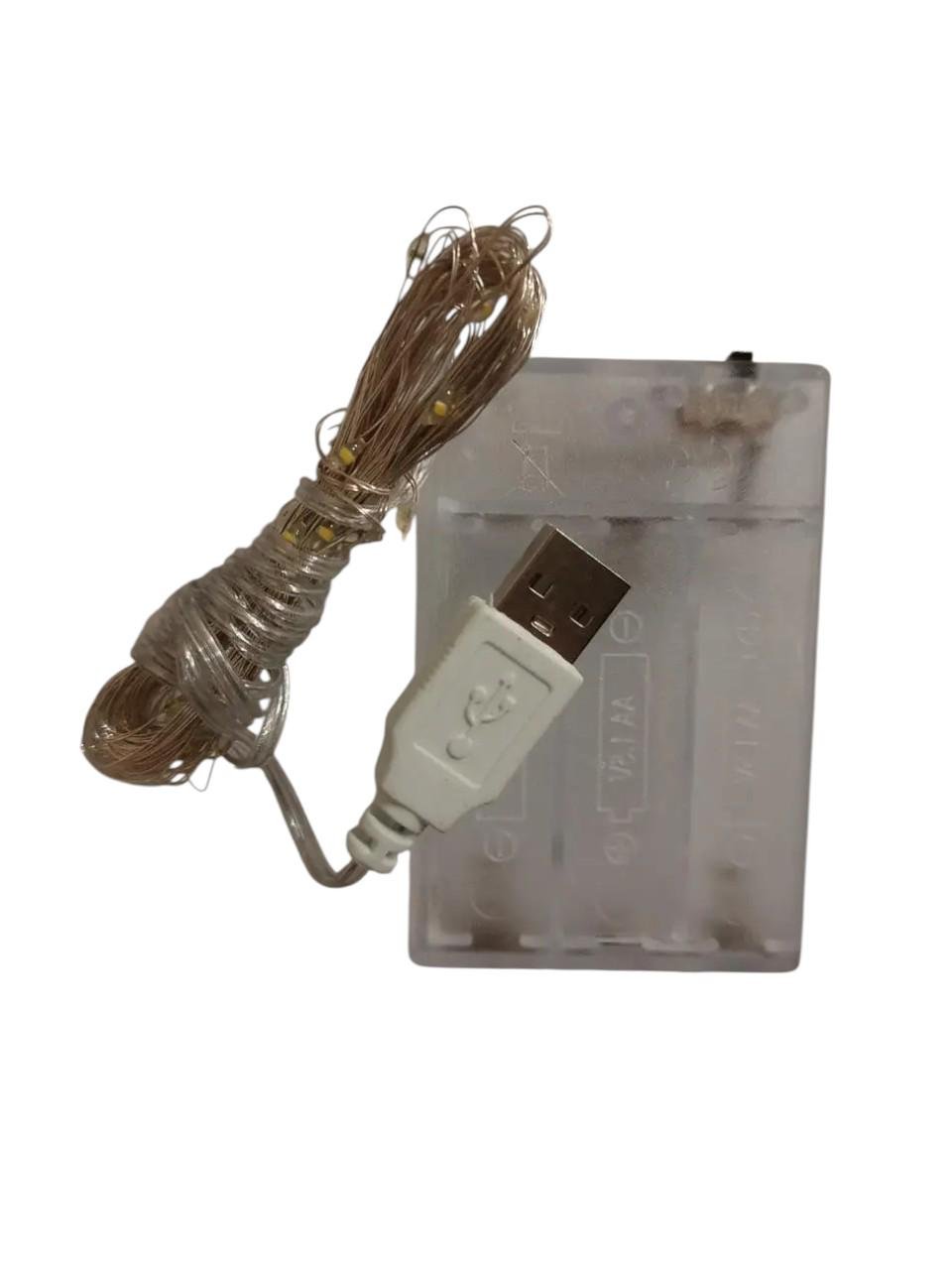 Гірлянда LED Роса з на металевому дроті від батарейок та USB 5 м Білий (147-41-1977-03USB) - фото 2 Гірлянда LED Роса з на металевому дроті від батарейок та USB 5 м Білий (147-41-1977-03USB) - фото 2