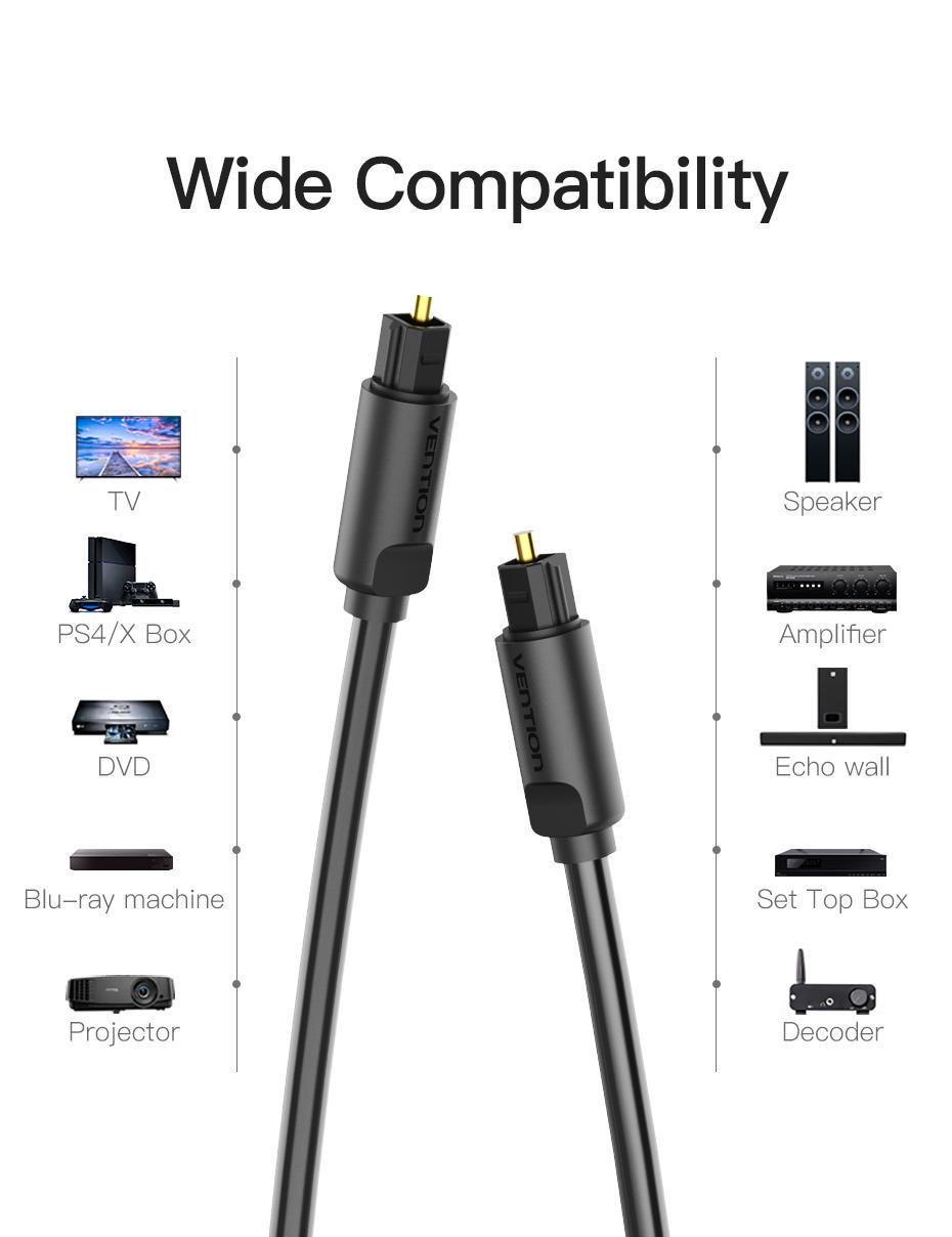 Кабель оптичний Vention Toslink SPDIF Аудіо 2 м Чорний (BAEBH) - фото 6