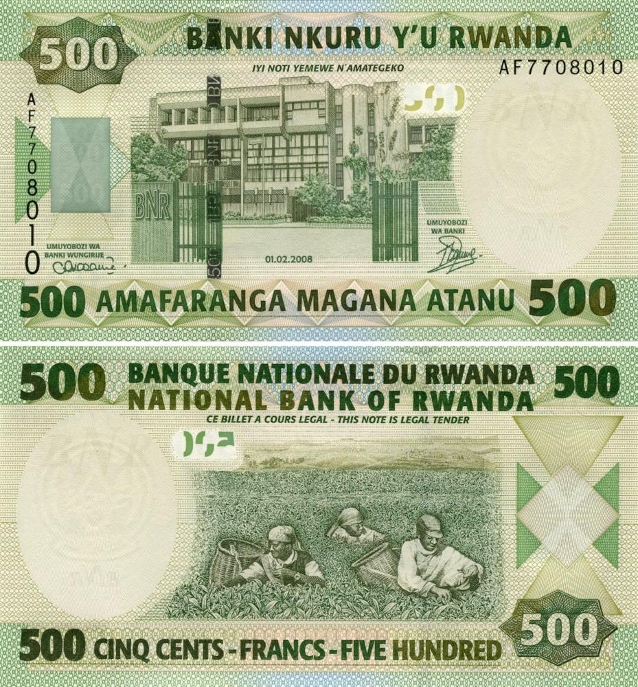 Коллекционная банкнота Руанда 500 франков 2008 UNC P34 (Б03638)