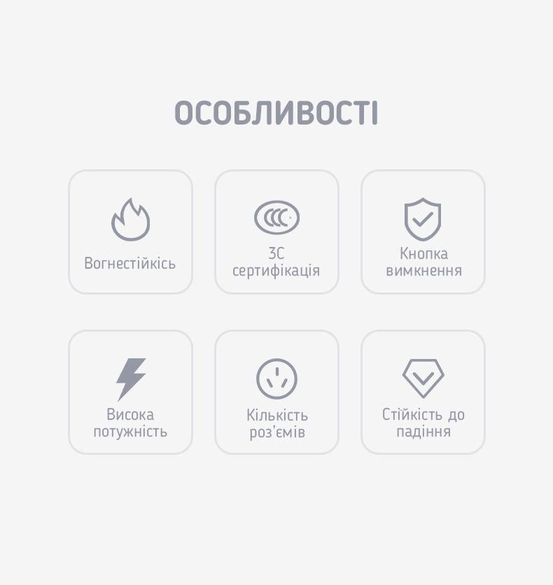 Мережевий фільтр подовжувач на 3 розетки з 4 USB-A і 1 USB-C PD 2 м Чорний - фото 3