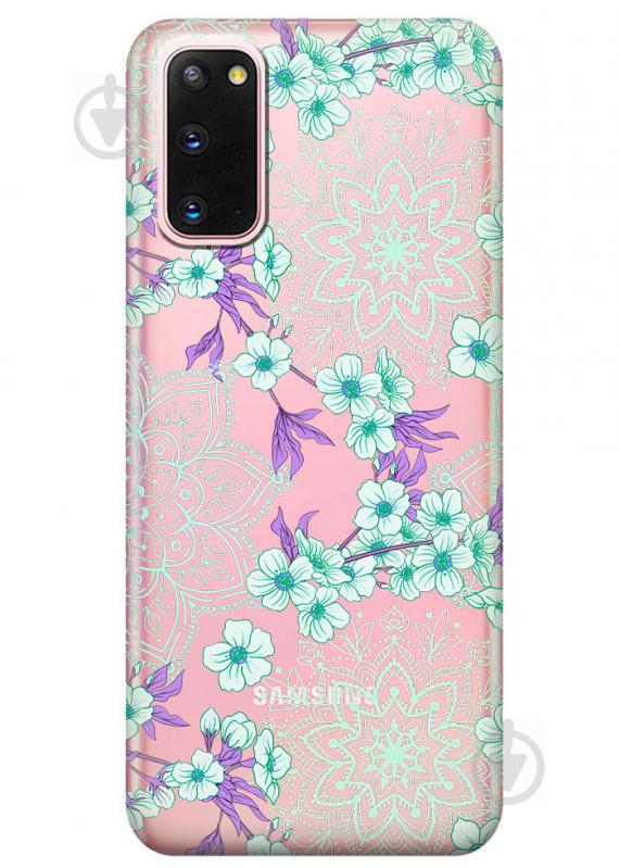 Прозрачный силиконовый чехол iSwag для Samsung Galaxy S20 с рисунком - Цветочная мандала (M1036)