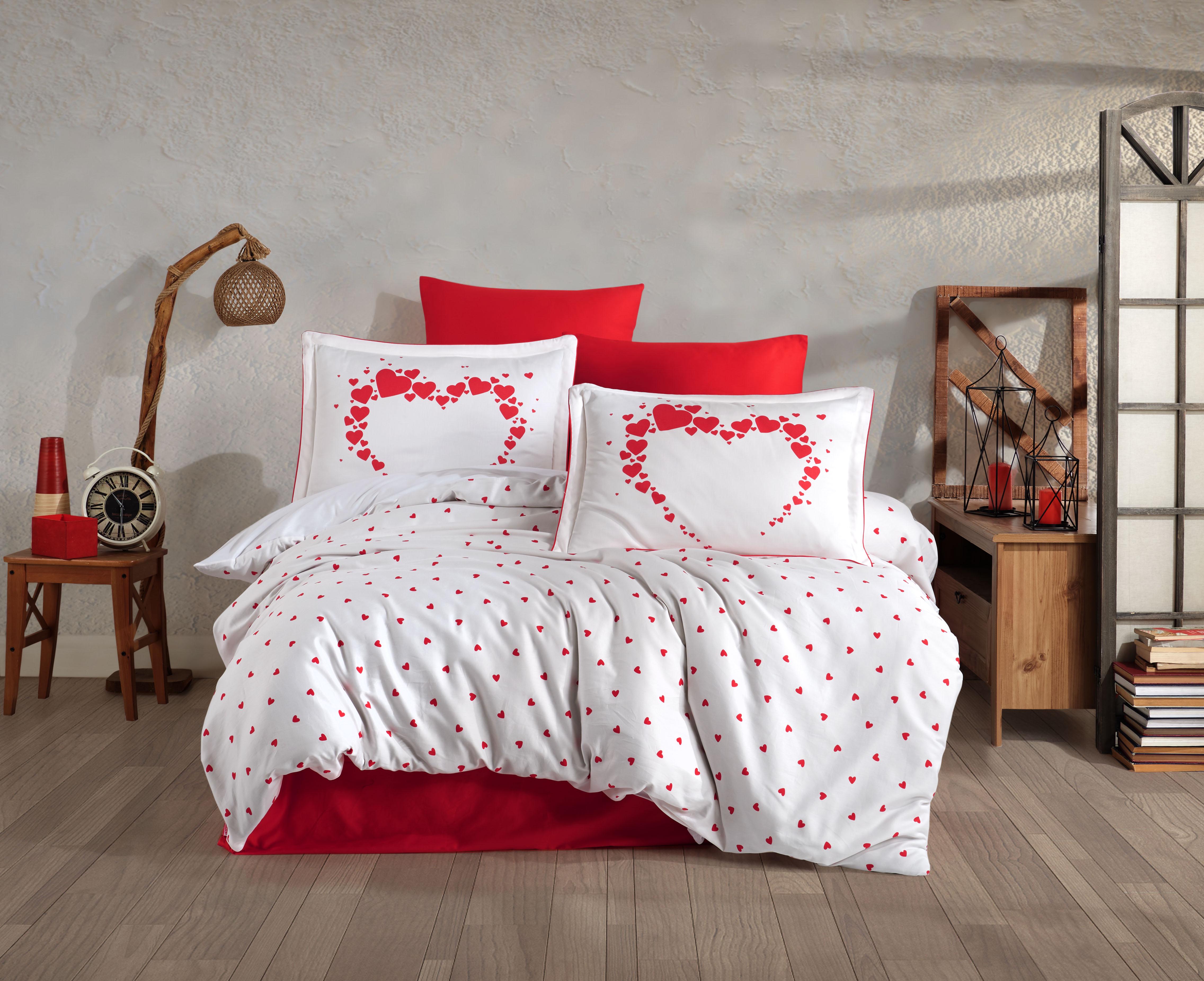Комплект постельного белья Hobby Exclusive Sateen Amore 200х220/50x70 см 4 шт. Белый (8698499179509)