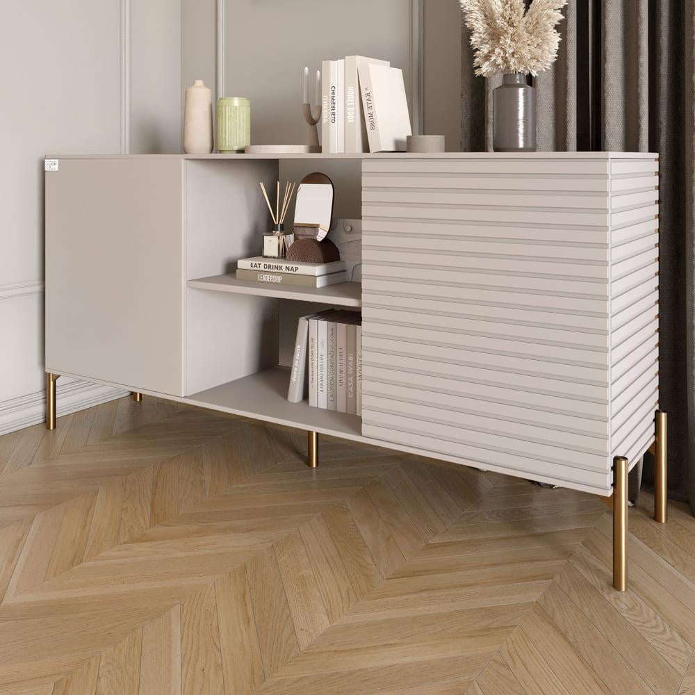 Комод открытый на золотых металлических ножках Lion Грей Кашемир/Кашемир (Lion-042902)