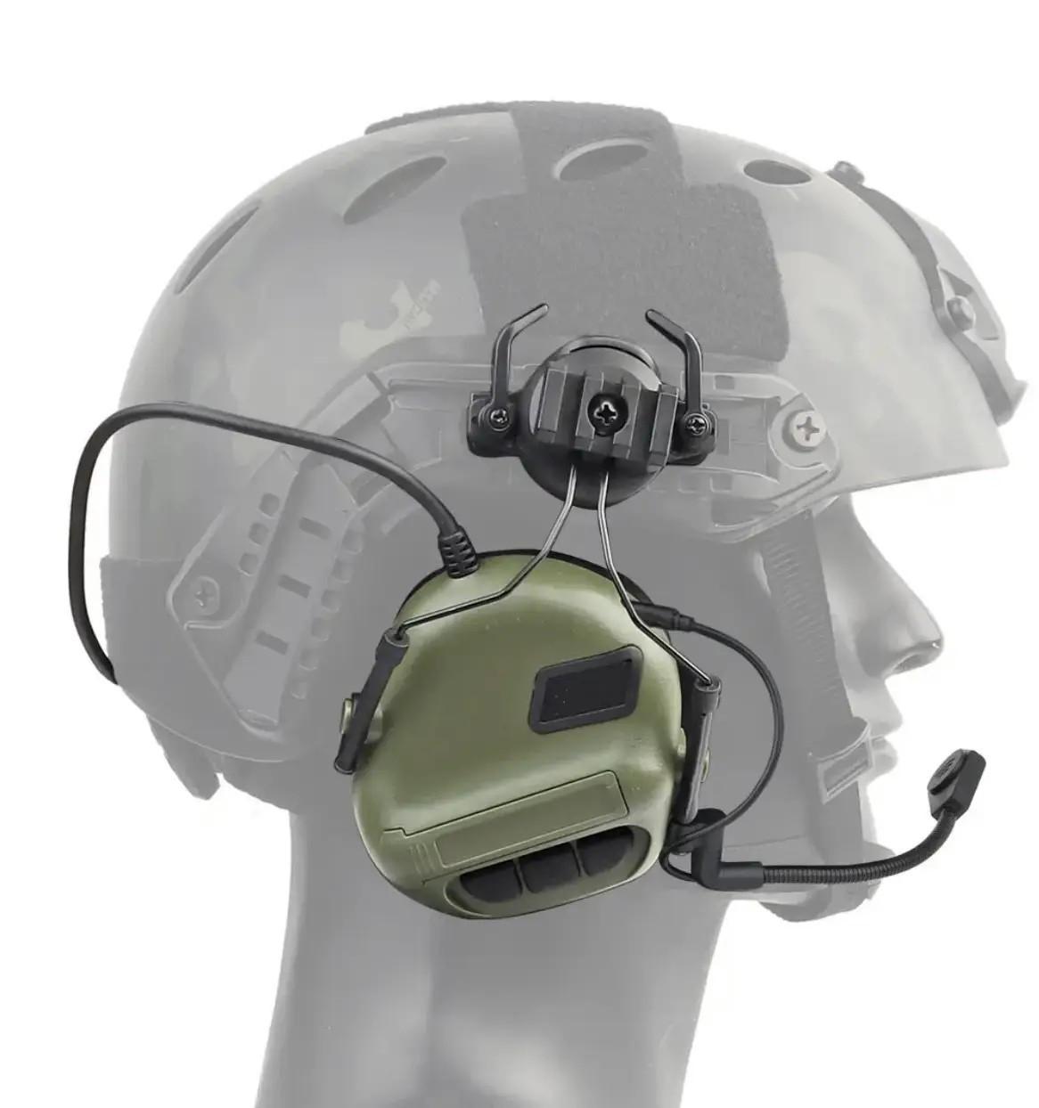 Навушники активні Active Helmet Headset на шолом під рейли Olive