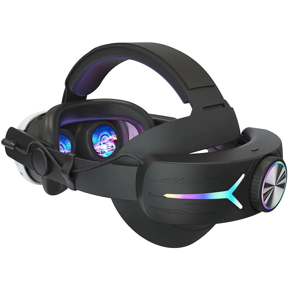 Спортивный RGB ремешок для головы с аккумулятором для Meta Quest 3/3S Black (ACS- ARGBFMQ3blk)