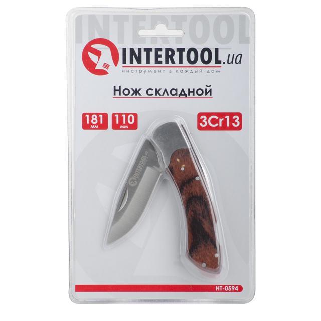 Нож сложений Intertool HT-0594 181 мм ручка с деревянными вставками - фото 6