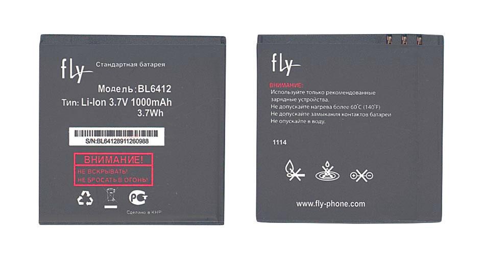 Аккумулятор для смартфона Fly BL6412 IQ434 Era Nano 5 3,7V 1000 mAh 3,7 Wh Black