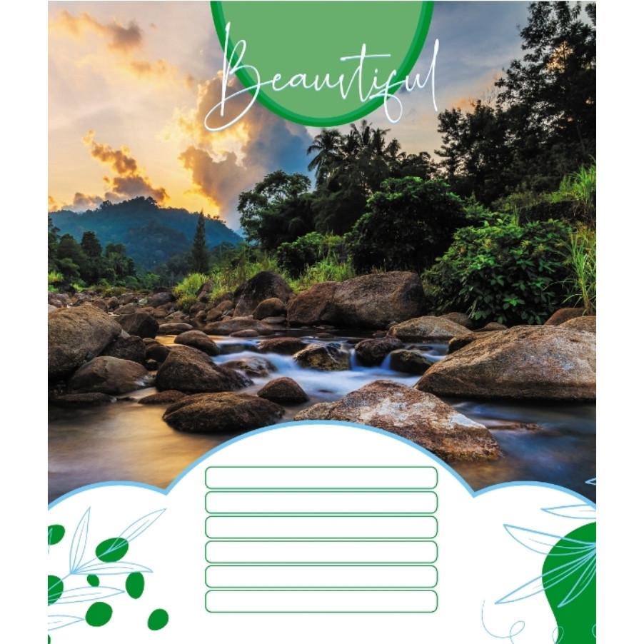 Шкільний зошит Красиві водоcпади 018-530100K-4 в клітинку 18 аркушів (RLT55200)