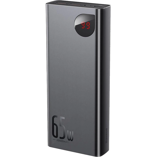 Повербанк BASEUS Adaman Metal Digital Display Quick Charge 20000 mAh 65W Черный (3196008534)