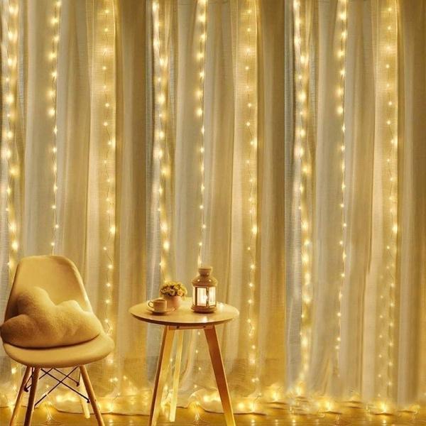 Гирлянда штора LED warm 300 комнатная 3х3 м силикон (CC07001-3)