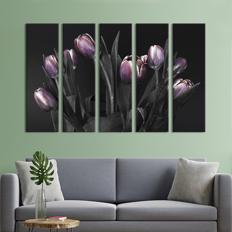 Картина на холсте Необычные мрачные тюльпаны 155x95 см (882-51)