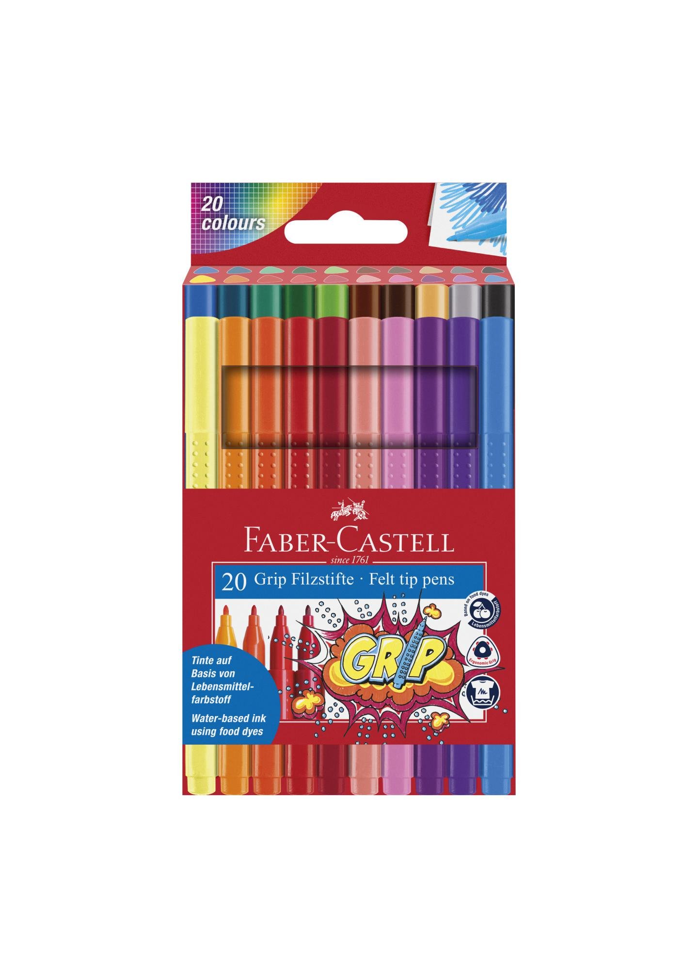 Фломастеры Faber-Castell Grip трехгранные 20 цветов (155320) - фото 1