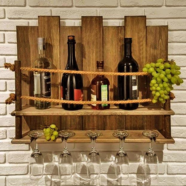 Полка для вина настенная из дерева Миосуми Тектона (ПНК-016524)