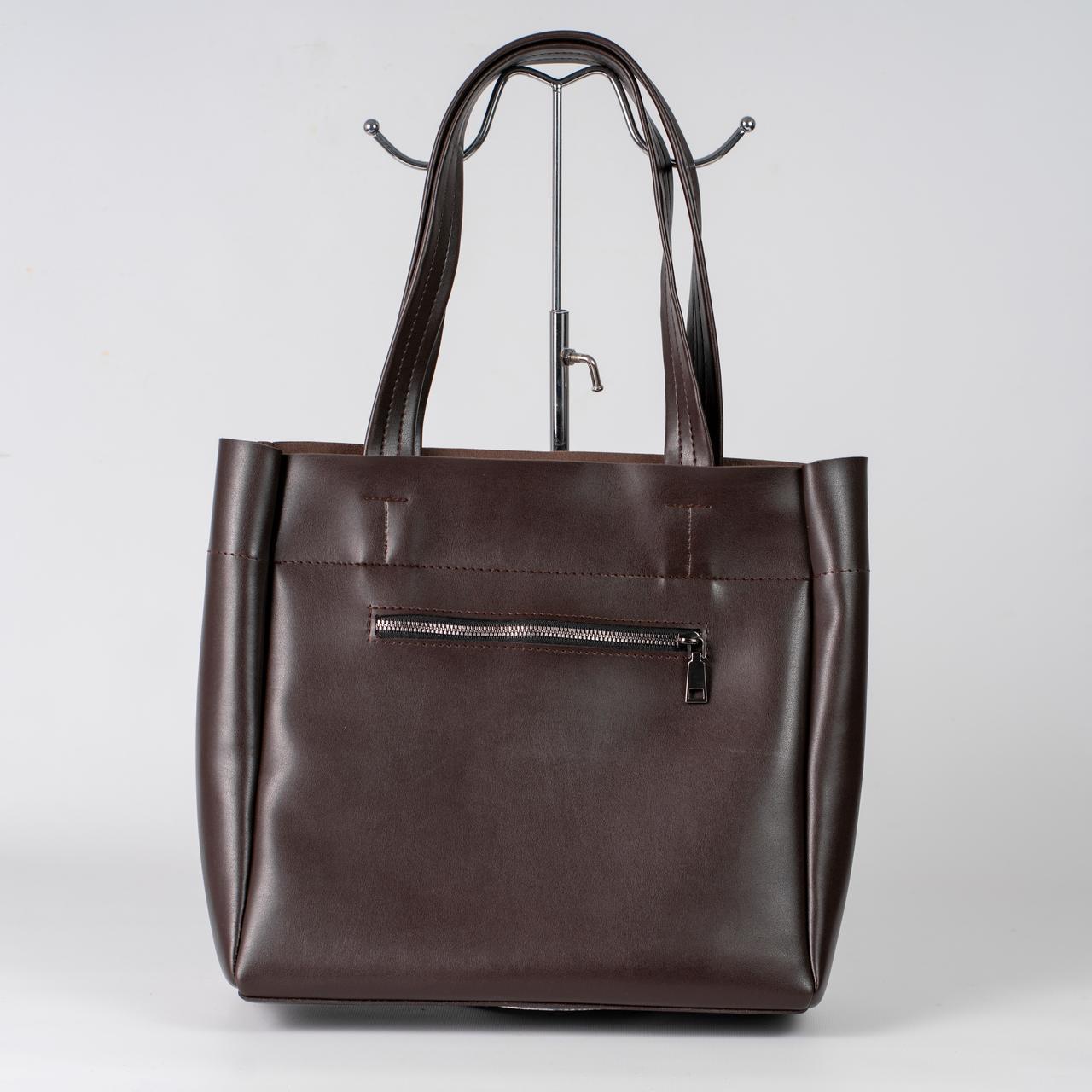 Сумка женская шоппер из экокожи XENIA № 61-24 Коричневый - фото 4