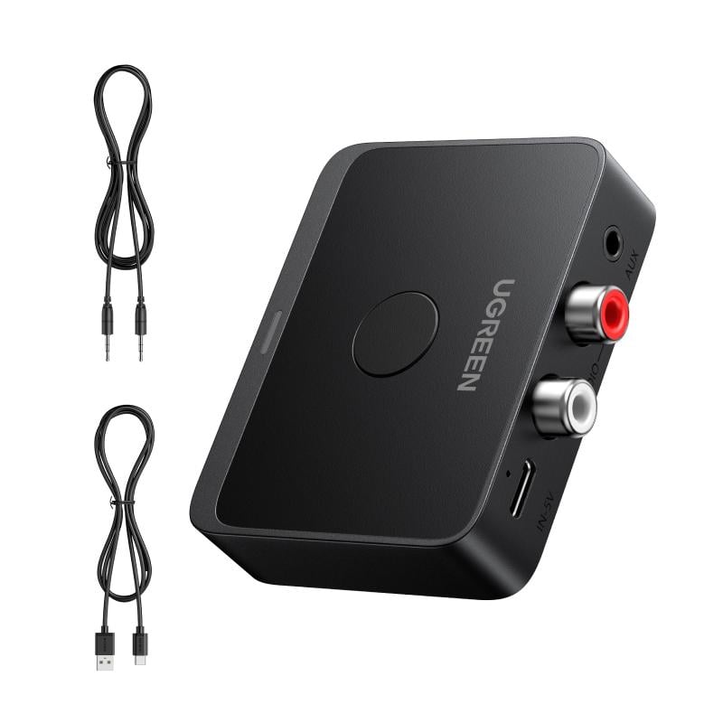 Приемник ресивер UGREEN BT505 Bluetooth 6.0 HiFi Receiver Audio Adapter 2 RCA/Jack 3,5 мм Black (55545)