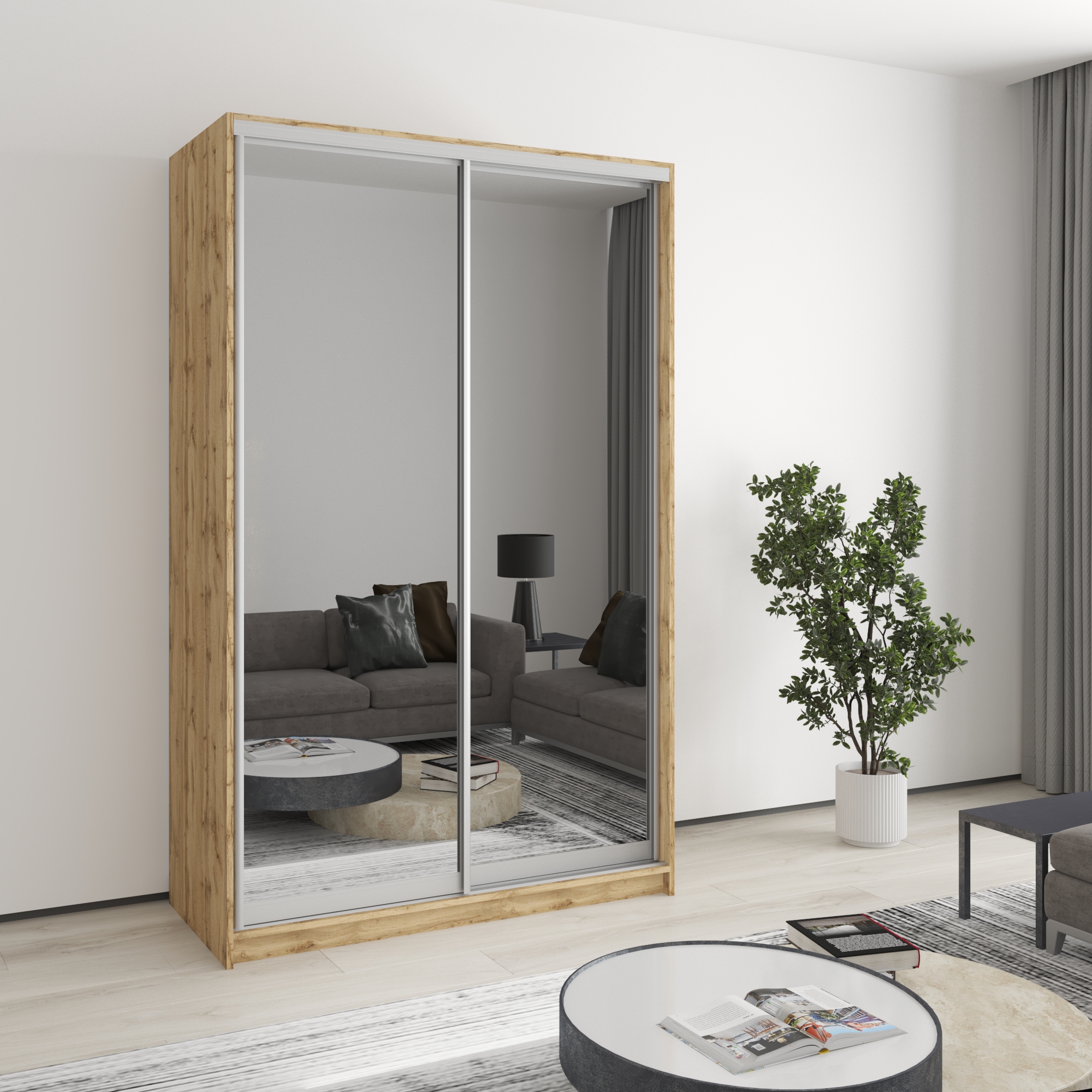 Шкаф-купе двухдверный Mebel Star Стандарт AL MBS-3480 130х45х210 см Дуб тахо (1003812)