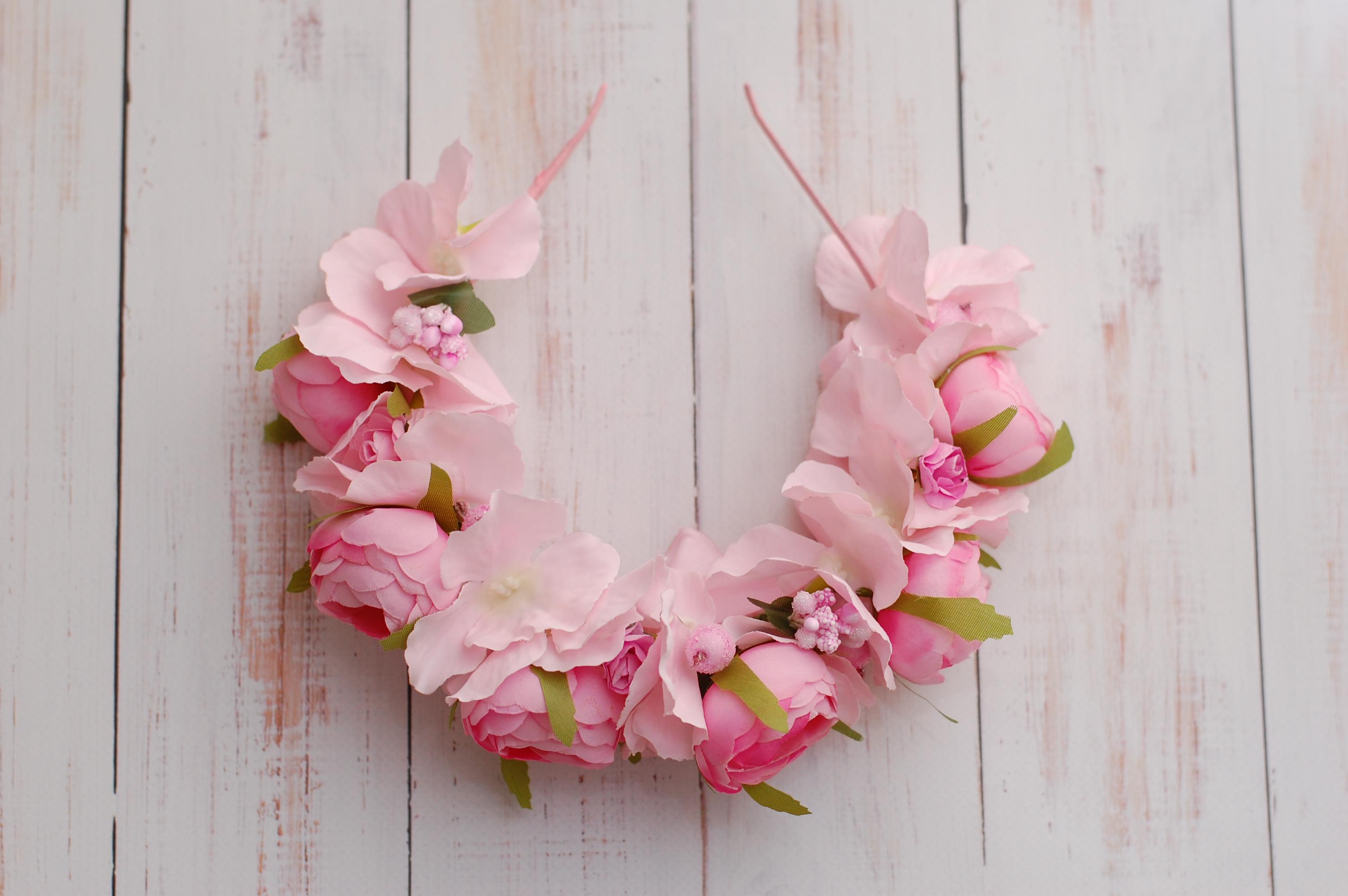 Обруч для волосся з півоніями та гортензією Pink - фото 4 Обруч для волосся з півоніями та гортензією Pink - фото 4