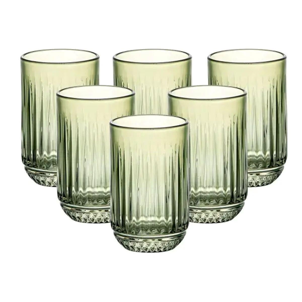 Набор стеклянных стаканов 6 шт. 450 мл Зеленый (HP4146)