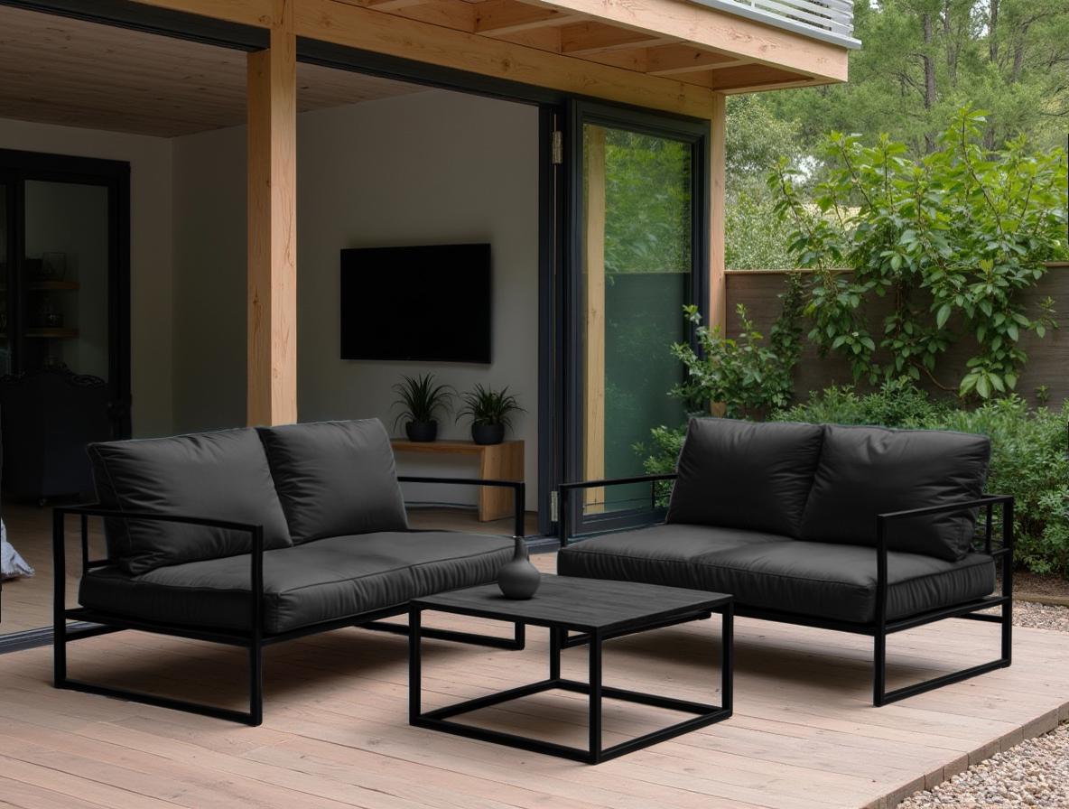 Диван металевий Tobi Sho Лофт Стейт DV1 з підлокітниками та м'якими подушками 750х1300х700 мм рогожка 42/Темно-сірий - фото 3