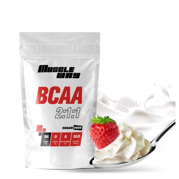 Комплекс амінокислот для росту м'язів і сушіння MuscleWay ВСАА 2:1:1 Sugar Free Крем-вершки у порошку на 10 порцій 100 г (21-125-bcaa-mw-rs100.ks) - фото 1