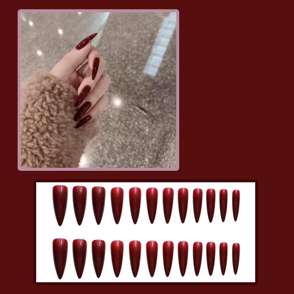 Накладные ногти длинные острой миндальной формы с клеевыми пластинами 24 шт. Красный (2789190703) - фото 4 Накладные ногти длинные острой миндальной формы с клеевыми пластинами 24 шт. Красный (2789190703) - фото 4