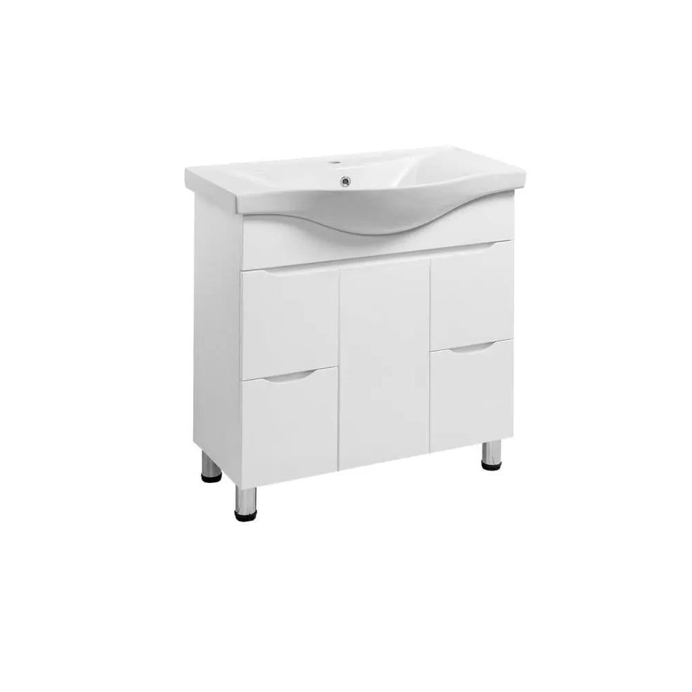 Тумба для ванной комнаты с выдвижными ящиками Ранчо Т-18 и умывальником LAPINO 80 см White (АРИАЛ-12062) - фото 2