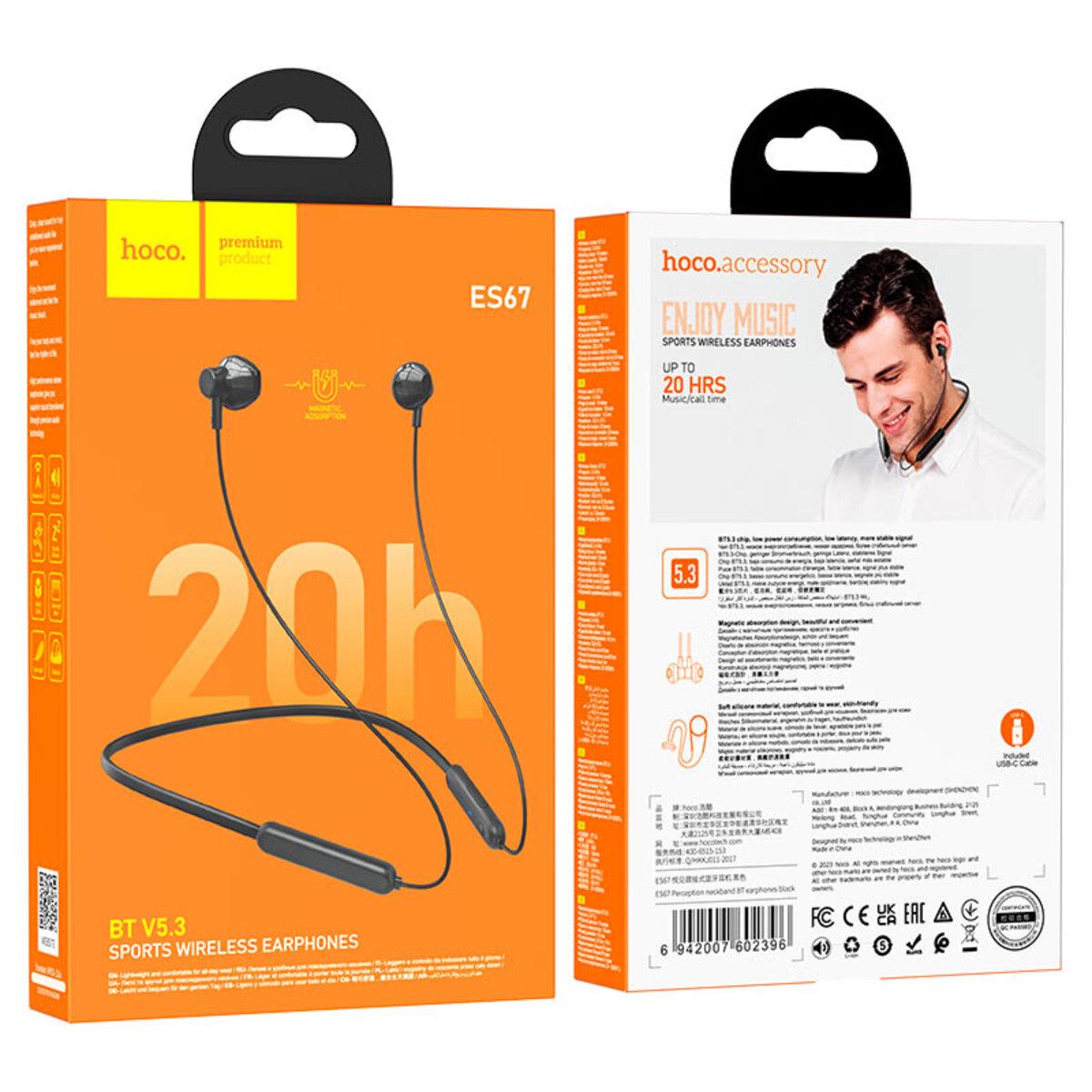 Навушники бездротові HOCO ES67 Perception neckband BT5,3 earphones 130 mAh Black (6942007602396) - фото 5