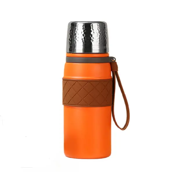 Термос із сітчком YIWU з нержавіючої сталі з кришкою фліп топ 700 мл Помаранчевий (147-107-HP-14-7O)