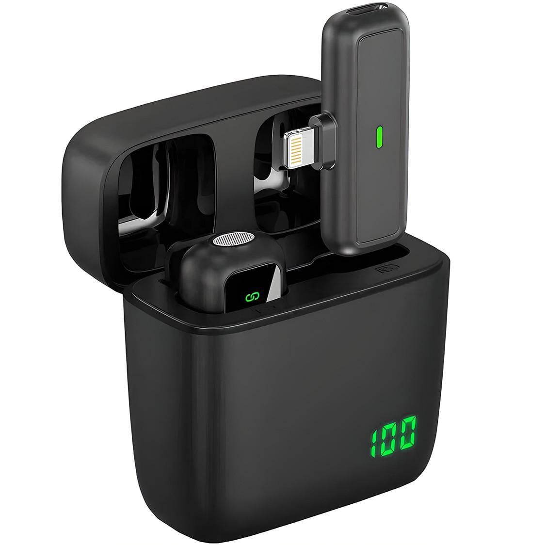 Микрофон беспроводной петличный Savetek P34 Lightning для Apple iPhone/iPad до 20 м с зарядным кейсом