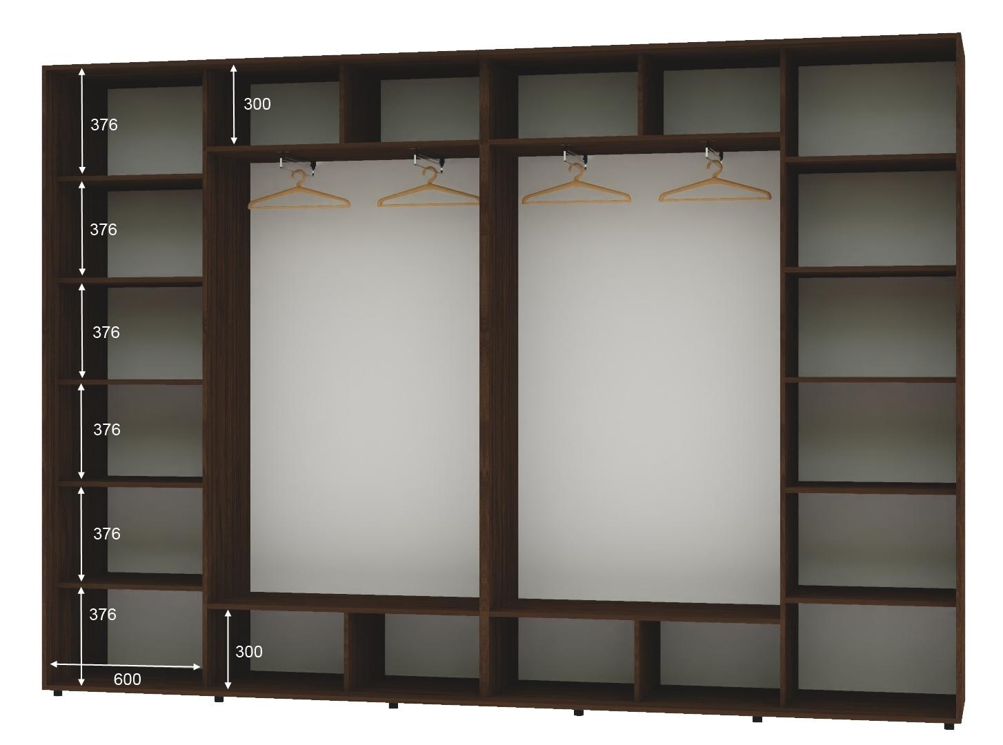 Шкаф-купе четырехдверный Алекса ДСП 360х45х230 см Орех селект каменный (55861) - фото 2 Шкаф-купе четырехдверный Алекса ДСП 360х45х230 см Орех селект каменный (55861) - фото 2