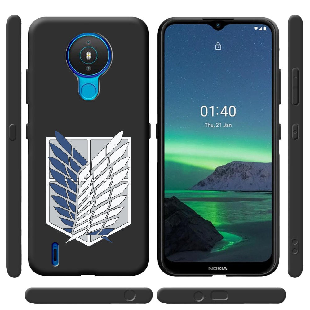 Чехол Boxface Nokia 1.4 Атака Титанов Крылья Свободы Черный силикон (42377-bk88-43221) - фото 2