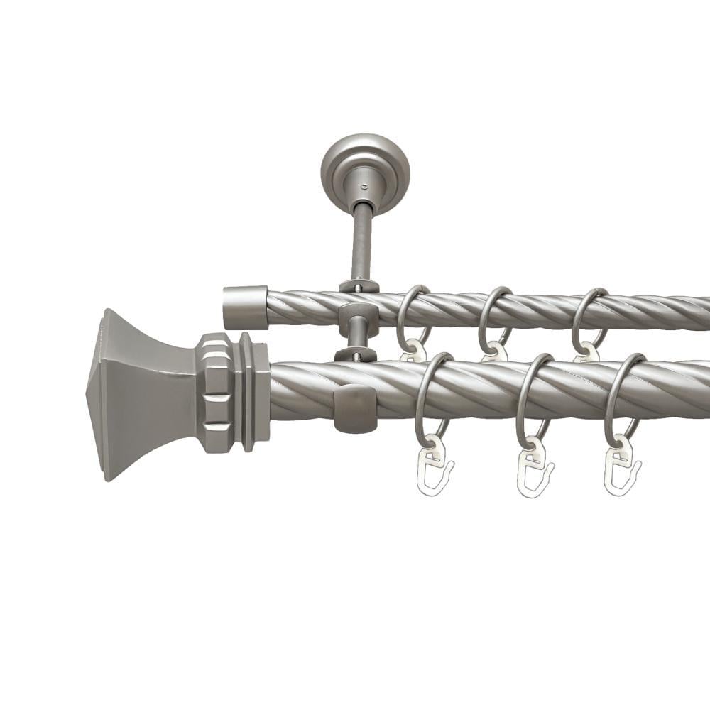 Карниз металлический Orvit Эмпория двухрядный открытый/скрученная труба/кольцо металлическое Сатин 25/16 мм 200 см (00-00023537)