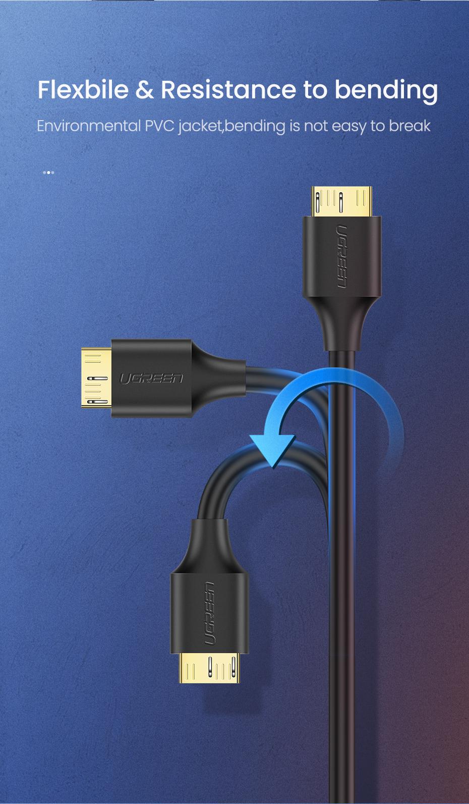 Кабель для жестких дисков UGREEN USB 3.0-Micro USB Type-B 5 Гбит/с USB 3.0 A на Micro-B 1 м Черный (10841) - фото 17
