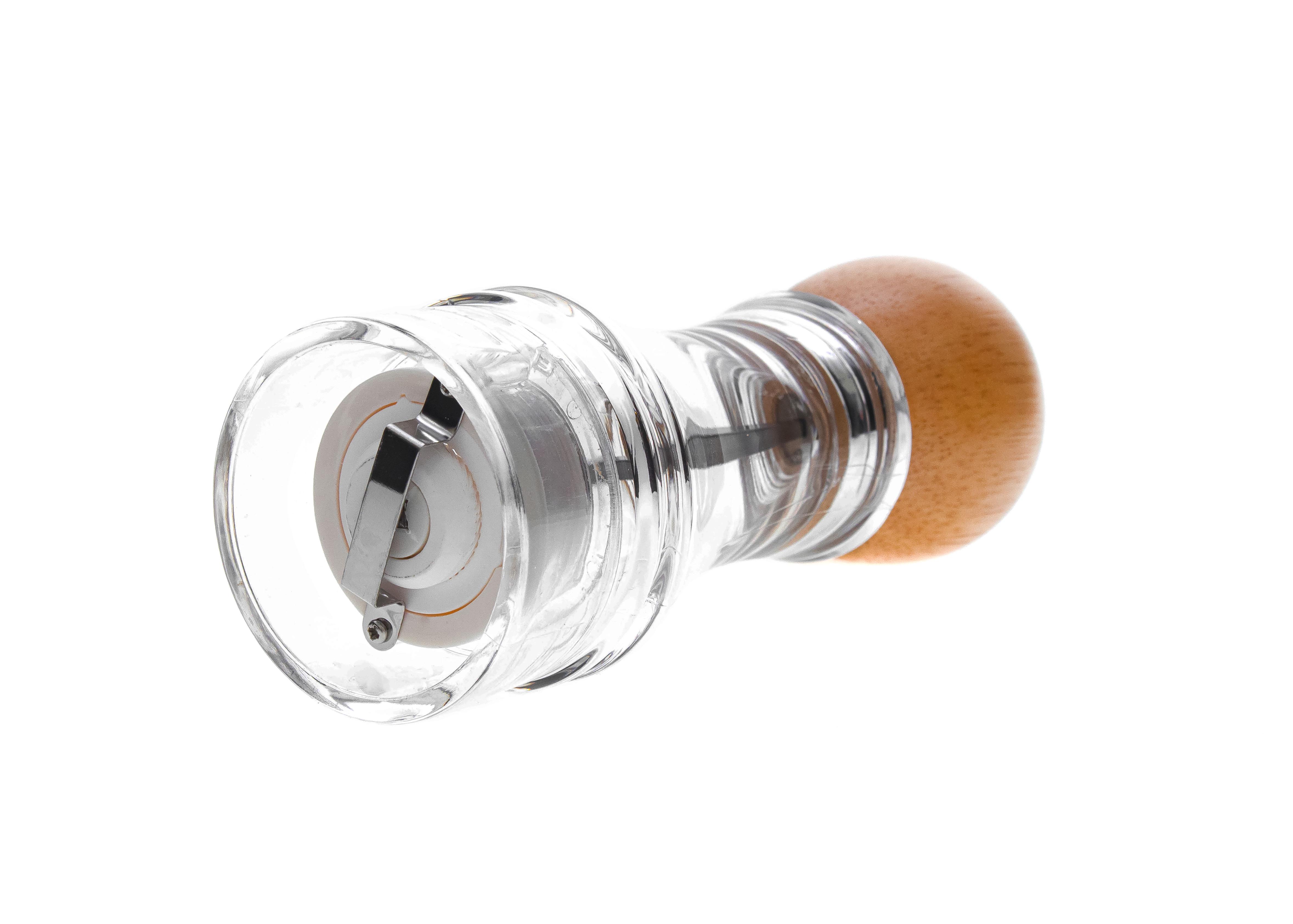 Набор мельниц для соли и перца на деревянной подставке d 6 см h 16,5 см Коричнвый с прозрачным - фото 2 Набор мельниц для соли и перца на деревянной подставке d 6 см h 16,5 см Коричнвый с прозрачным - фото 2