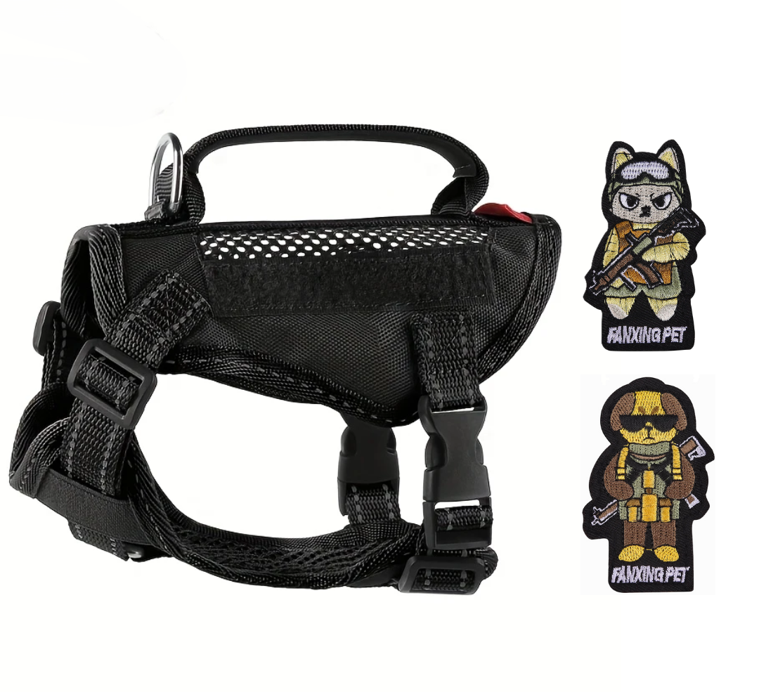 Шлея для кота Fanxing Pet cветоотражающий жилет с ручкой M Черный