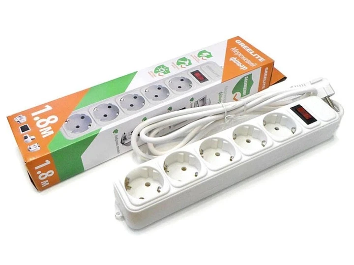 Сетевой фильтр GREELITE SP5 на 5 розеток 1,8 м Белый (4798) Сетевой фильтр GREELITE SP5 на 5 розеток 1,8 м Белый (4798)