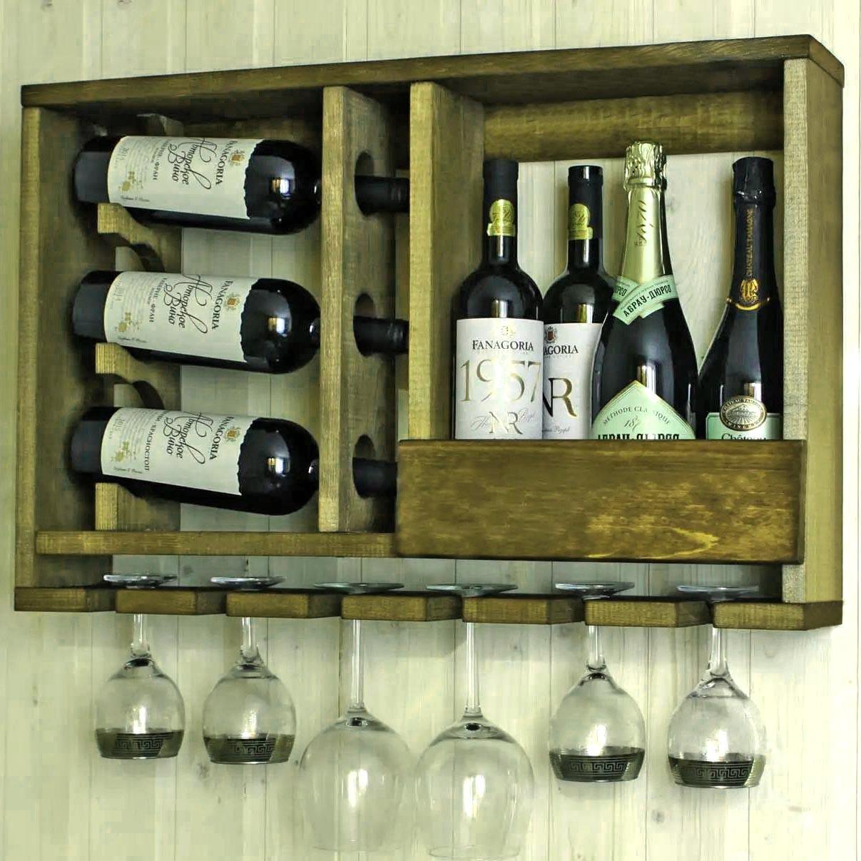 Полка для вина настенная из дерева Харадай Мускат (ПНК-016407)