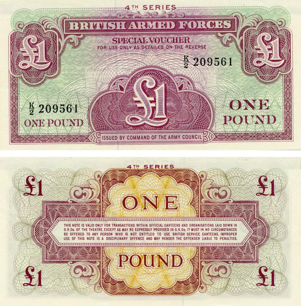 Колекційна банкнота Великобританія Британська армія 1 фунт UNC 1962 4 серія M36 (Б07432)