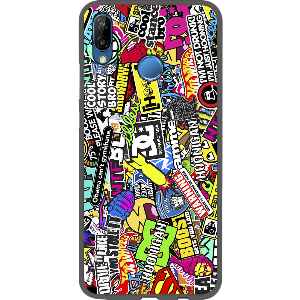Чехол Boxface Huawei P20 Lite Multicolored Inscriptions Черный силикон (33127-up880-35158)