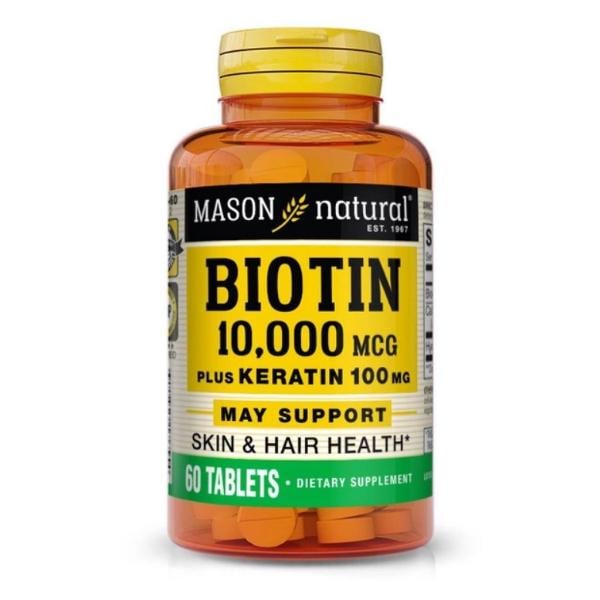 Біотин Mason Natural Biotin Keratin 10000 мкг 100 мг 60 табл. (000021071)