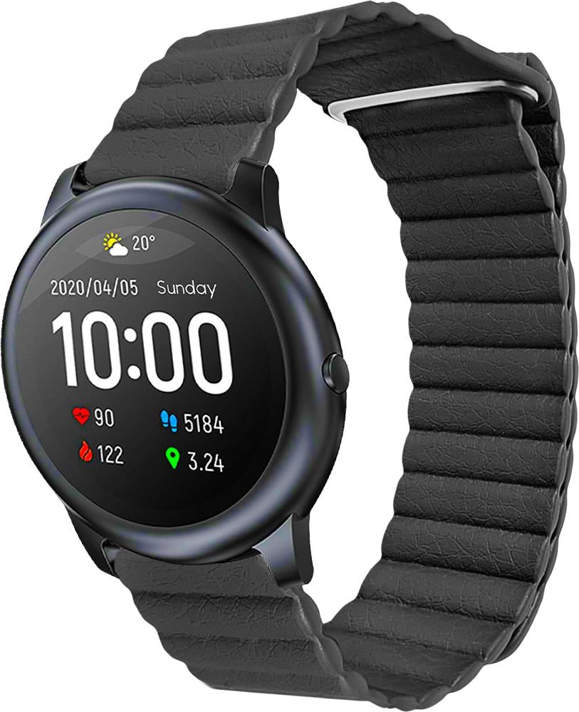 Ремінець шкіряний Genis для Haylou Smart Watch Solar LS05 Black (26530-2B)