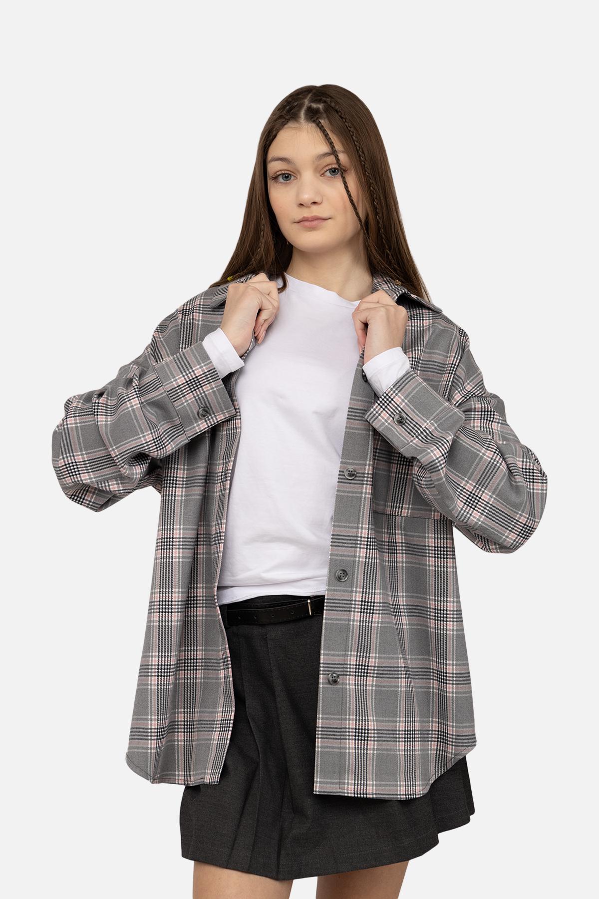 Сорочка жіноча ЦБ-00271031 р. 48 Сірий (SKT001047774) - фото 2 Сорочка жіноча ЦБ-00271031 р. 48 Сірий (SKT001047774) - фото 2