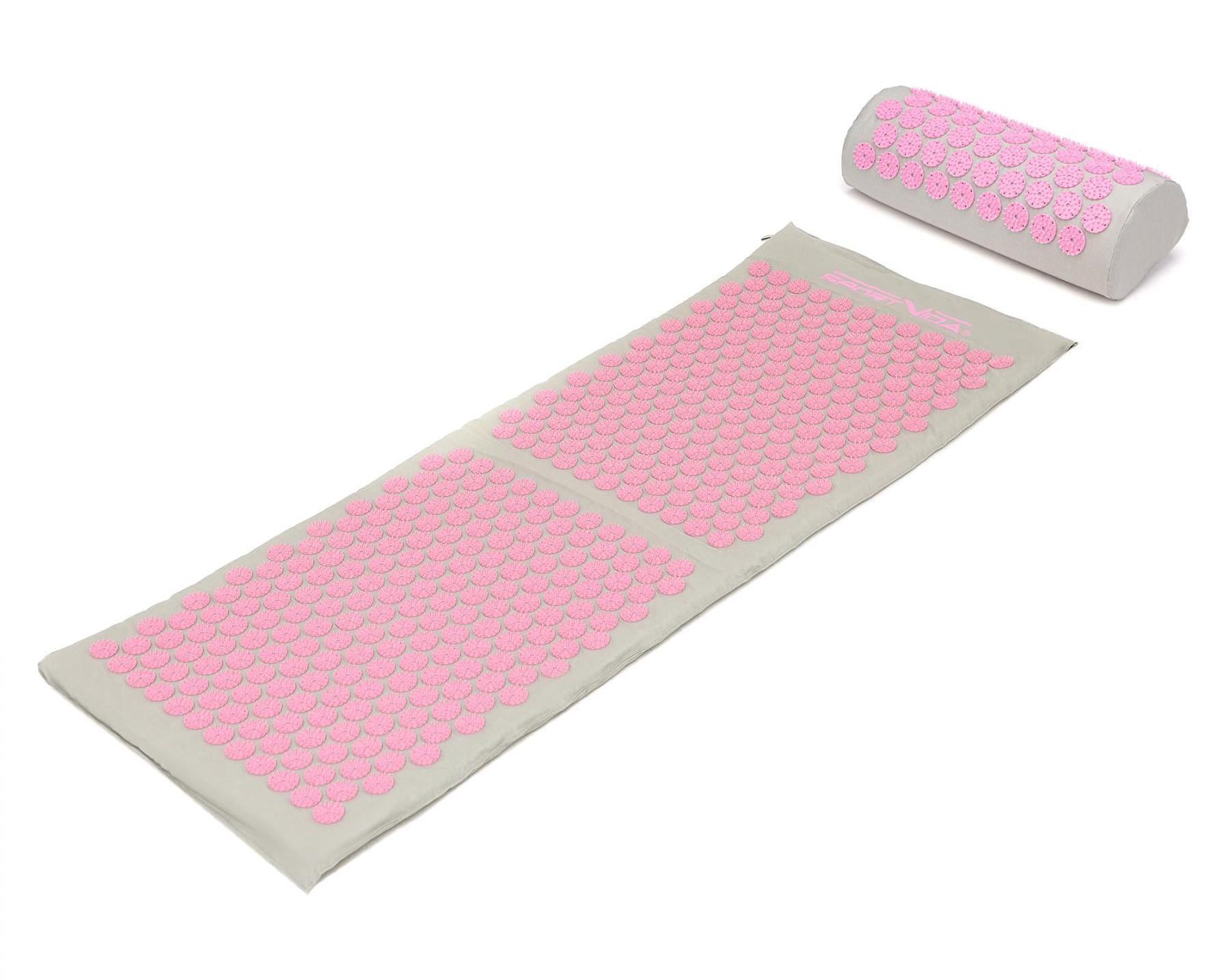 Коврик акупунктурный SportVida Аппликатор Кузнецова с валиком 130x50 см Grey/Pink (25838)