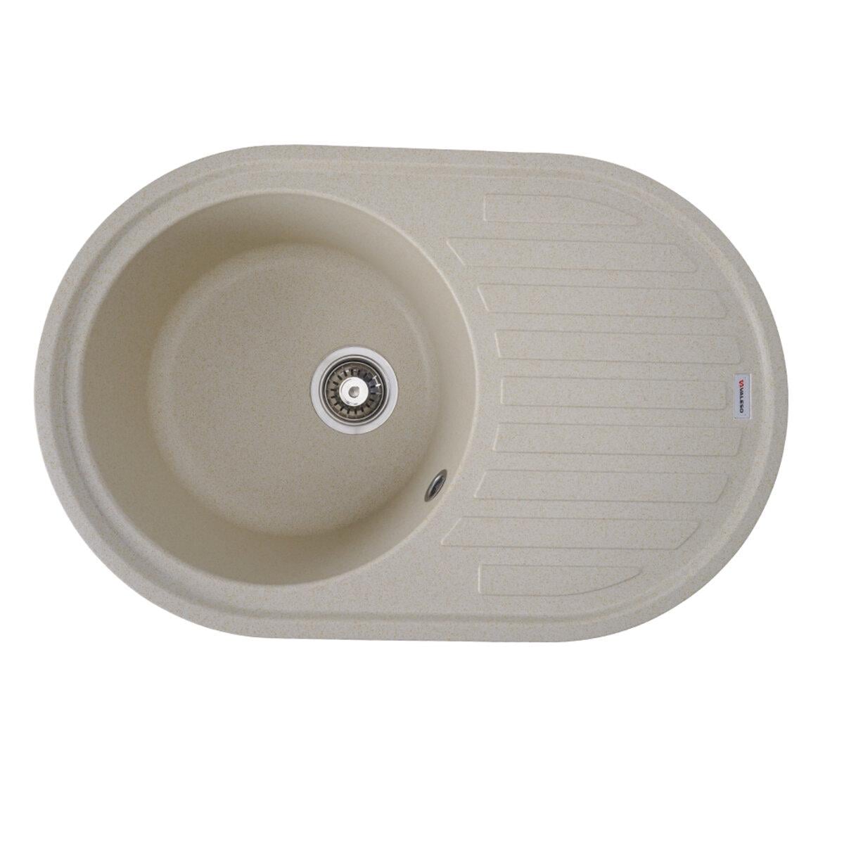 Мойка для кухни гранитная врезная Valeso Lira овальная 770x500 мм Песочный матовый (SP000047085)