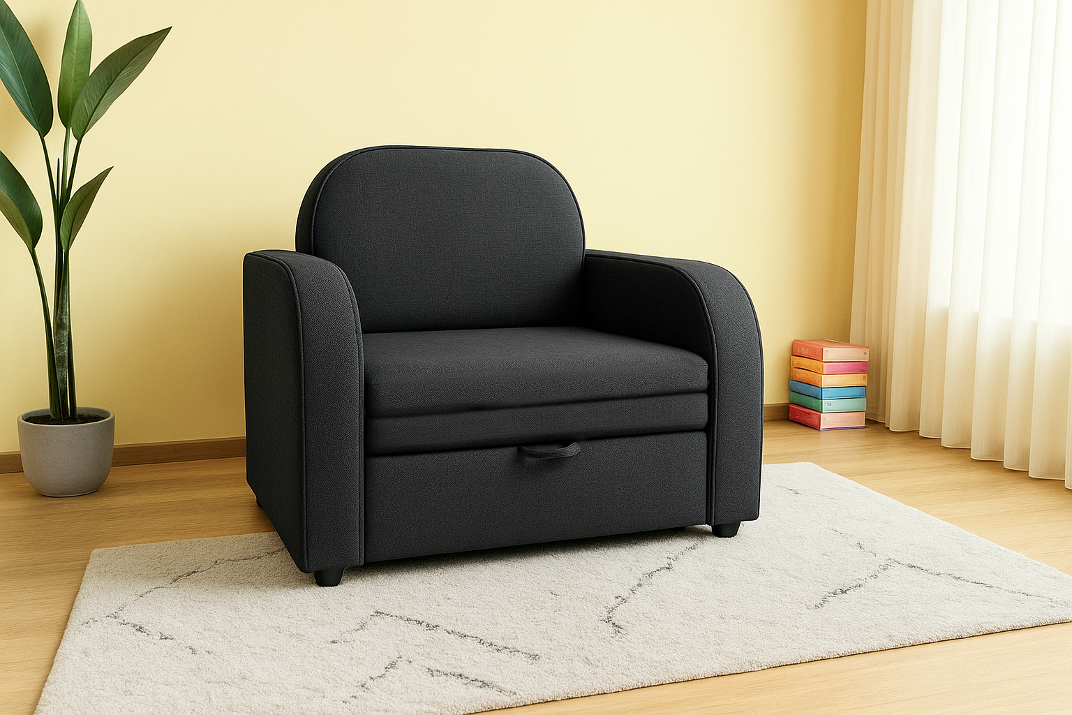 Диван-кресло мягкий раскладной Tobi Sho Дрим рогожка Bahama 1140х850х830 мм 42/Антрацит