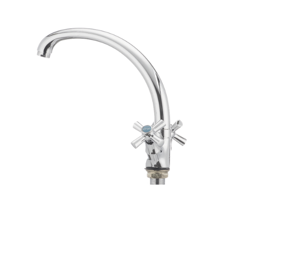Смеситель для кухни Cron POLO-273 с высоким изливом двухвентильный цинковый сплав Хром (b-CR0212) - фото 2