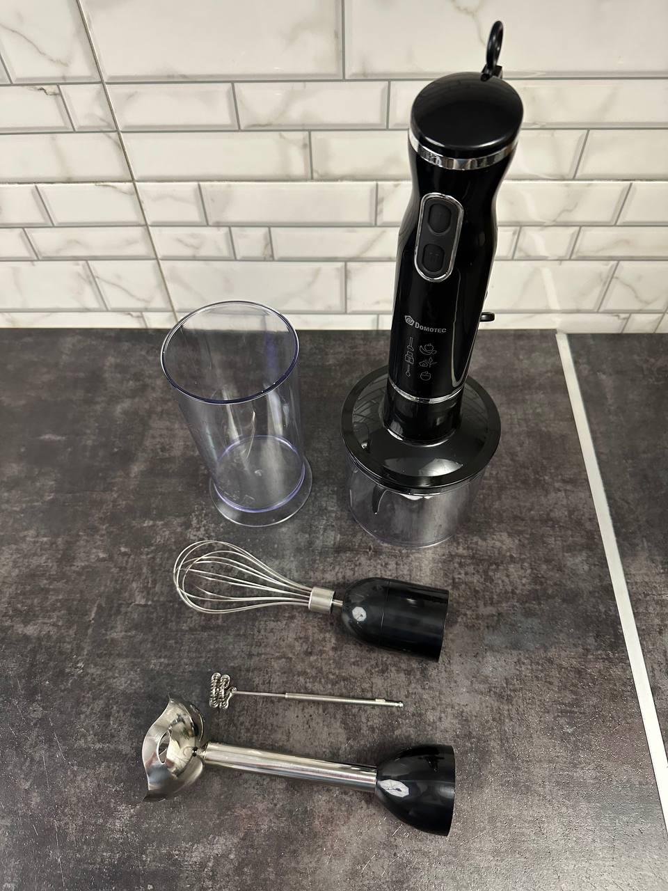 Блендер Domotec занурювальний 5в1 з чашею та стаканом 800 Вт Чорний (DT-314B)