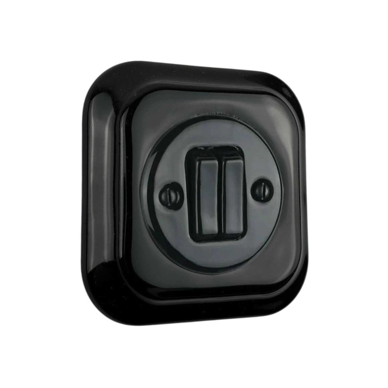 Керамічний вимикач Keruida 2-клавішний прихованого монтажу з квадратною керамічною рамкою Чорний