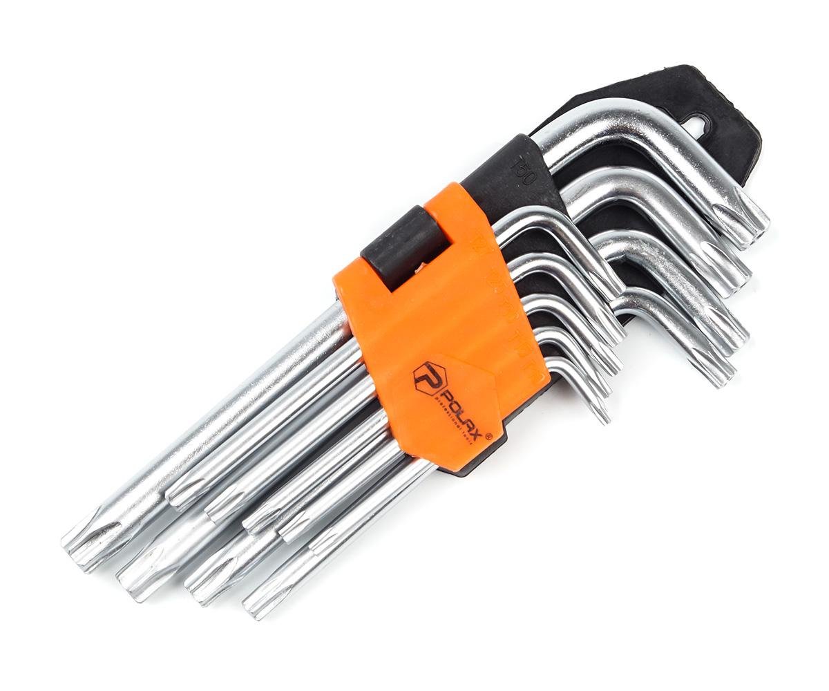 Набір шестигранних TORX ключів Polax Г-подібних 9 предметів Т10-Т50 Cr-V (25-007) Набір шестигранних TORX ключів Polax Г-подібних 9 предметів Т10-Т50 Cr-V (25-007)